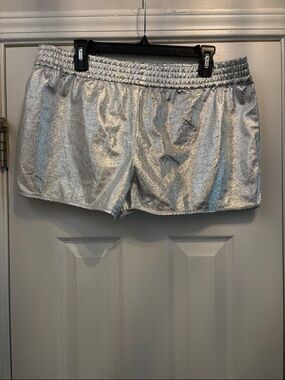 Express Metallic Silver Women's Elastic Waist Shorts